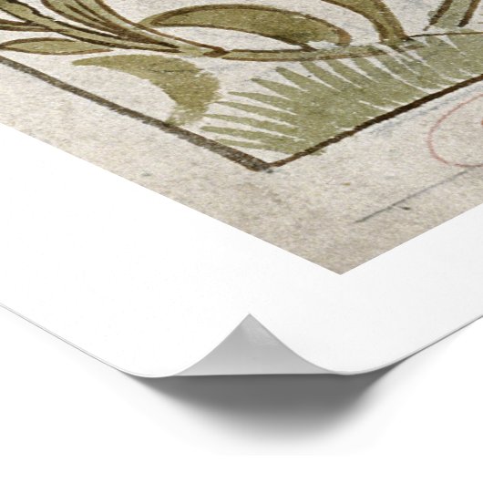 'Dragon'-ontwerp voor een tegel (w/c op papier) Poster (Hoek)