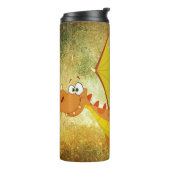 Dragon op een oranje textuur thermosbeker (Gedraaid links)
