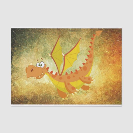 Dragon op een oranje textuur tissuepapier (Voorkant)