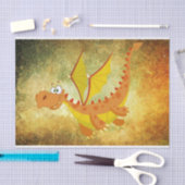 Dragon op een oranje textuur tissuepapier (Craft)