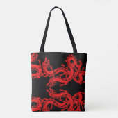 Dragon op zwarte achtergrond Mystiek Dierenpatroon Tote Bag (Achterkant)
