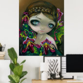 Dragon Orchid fairy ART PRINT dragoning big eye (Thuiskantoor)