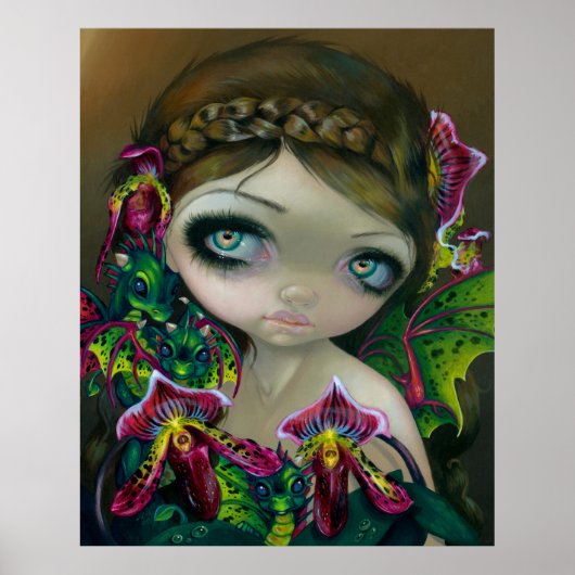 Dragon Orchid fairy ART PRINT dragoning big eye (Voorkant)