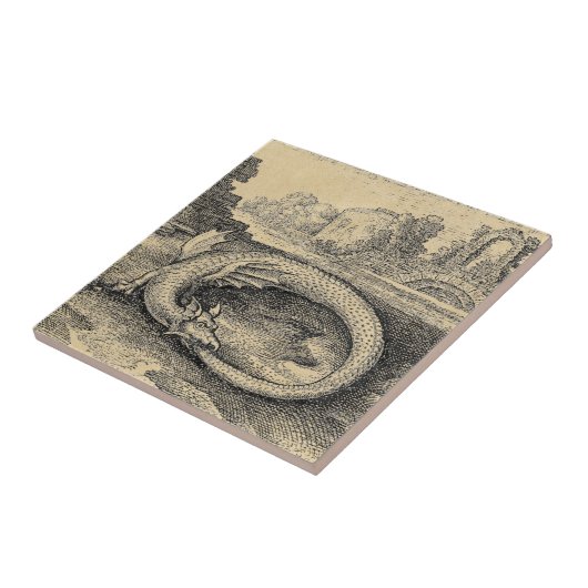 Dragon Ouroboros Serpent Tegeltje (Zijkant)