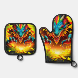 Dragon Oven Mitt en Pothouders Ovenwant & Pannenlap Set