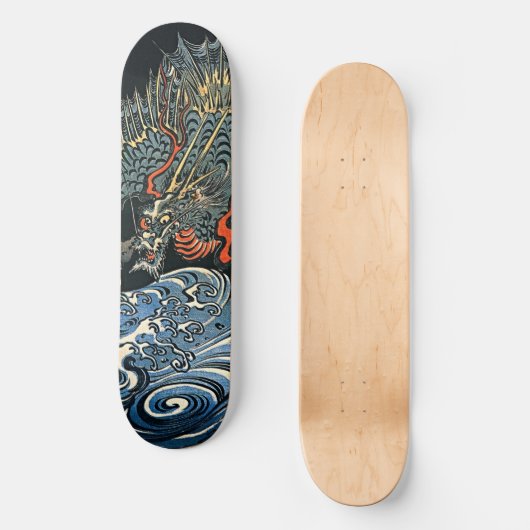 Dragon over turbulente golven Japanse kunst Persoonlijk Skateboard (Voorkant)