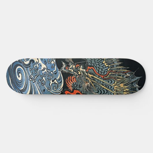 Dragon over turbulente golven Japanse  kunst Persoonlijk Skateboard (Horizontaal)