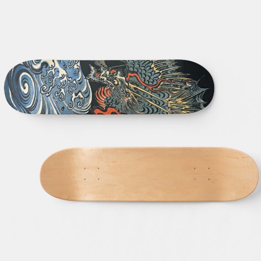 Dragon over turbulente golven Japanse kunst Persoonlijk Skateboard (Horizontaal)