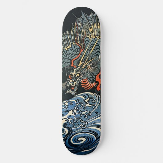Dragon over turbulente golven Japanse  kunst Persoonlijk Skateboard (Voorkant)