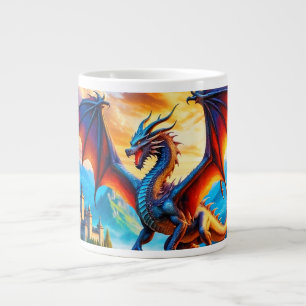 Dragon Over Village Coffee Mok
