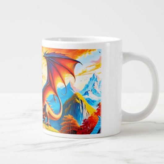 Dragon Over Village Coffee Mok (Rechts)