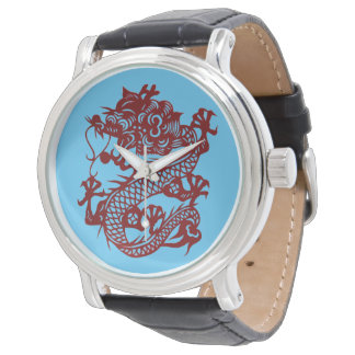 Dragon papier snijden stijl horloge