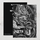 Dragon 'Party!' uitnodiging (Voorkant / Achterkant)