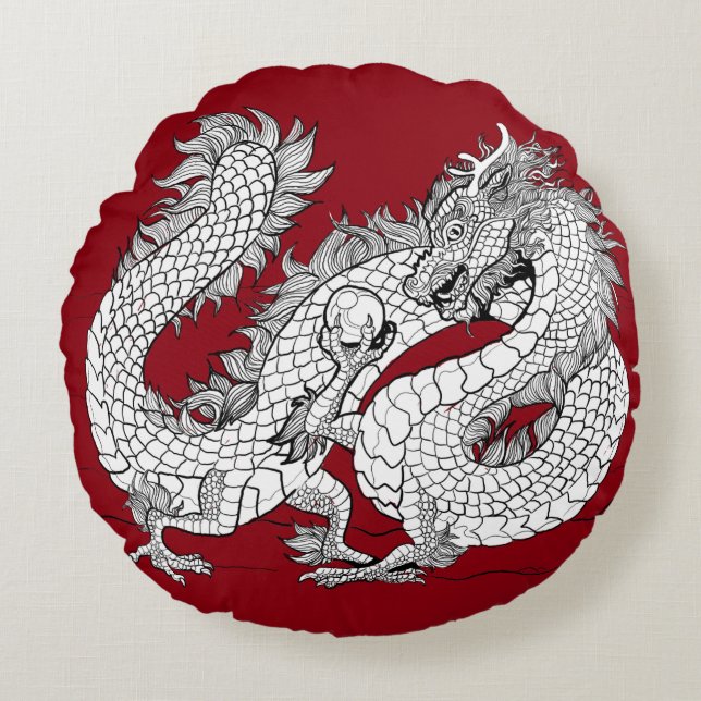 Dragon Pearl Rond Kussen (Voorkant)