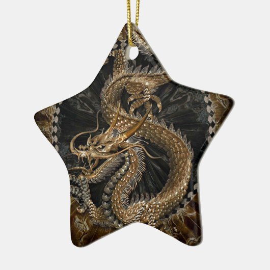 Dragon Pentagram Keramisch Ornament (Links)