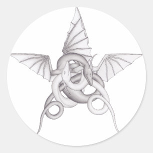 Dragon Pentagram Ronde Sticker