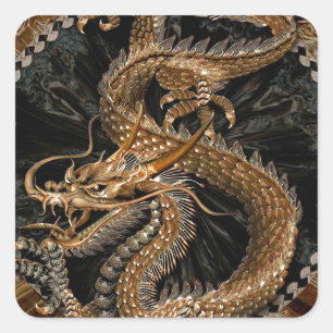 Dragon Pentagram Vierkante Sticker