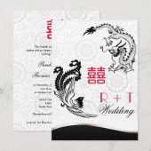 Dragon-Pheonix Dubbel Geluk Bruiloft Uitnodigen Kaart (Voorkant / Achterkant)