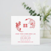 Dragon-Phoenix Chinees huwelijk bewaart de datum Kaart (Staand voorkant)