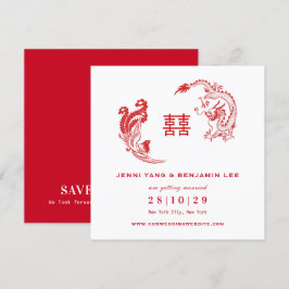 Dragon-Phoenix Chinees huwelijk bewaart de datum Kaart