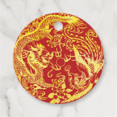 Dragon Phoenix Chinese bruiloft logo Bedankjes Labels (Voorkant)