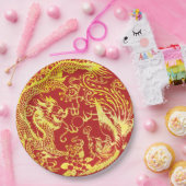 Dragon Phoenix Chinese bruiloft logo Papieren Bordje (Feest)