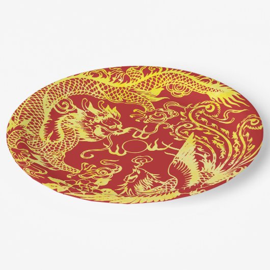 Dragon Phoenix Chinese bruiloft logo Papieren Bordje (Gekanteld)