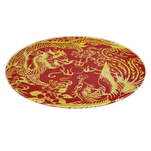 Dragon Phoenix Chinese bruiloft logo Snijplank (Hoek)