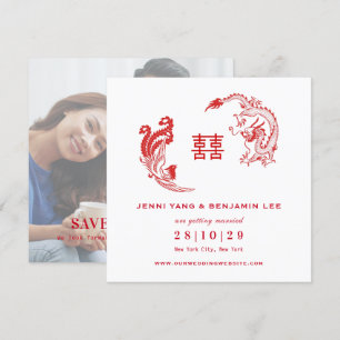 Dragon-Phoenix Chinese foto slaat de datum op Kaart