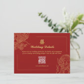 Dragon Phoenix Chinese Wedding details QR code Informatiekaartje (Staand voorkant)