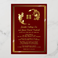 Dragon Phoenix Double Happiness Wedding Gold