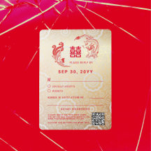 Dragon Phoenix Dubbel Xi Chinees Bruiloft RSVP Kaa