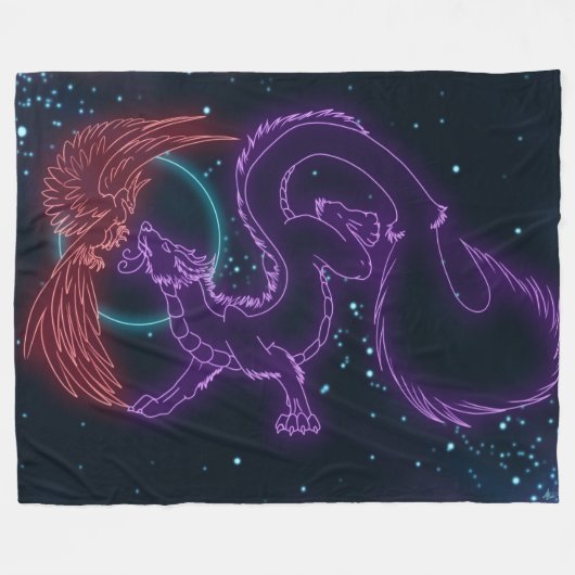 Dragon Phoenix Fleece Blanket Deken (Voorkant (Horizontaal))