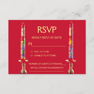 Dragon-Phoenix Red Candles Chinese Wedding RSVP