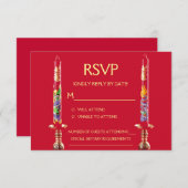 Dragon-Phoenix Red Candles Chinese Wedding RSVP (Voorkant / Achterkant)