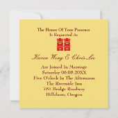 Dragon Phoenix Red Gold Chinese Weddenschap Kaart (Achterkant)