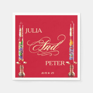 Dragon-Phoenix rode kaarsen Chinese bruiloft Servetten