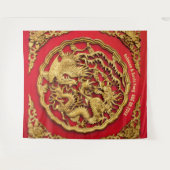 Dragon Phoenix Rood Goud Chinees Bruiloft Achtergr Wandkleed (Voorkant (horizontaal))