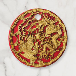 Dragon Phoenix rood goud Chinese bruiloft Bedankjes Labels