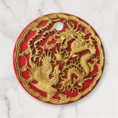Dragon Phoenix rood goud Chinese bruiloft Bedankjes Labels (Achterkant)