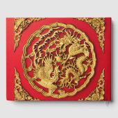 Dragon Phoenix rood goud Chinese bruiloft gunst Gastenboek (Achterkant)