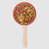 Dragon Phoenix rood goud Chinese bruiloft Handwaaier (Voorkant)