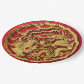 Dragon Phoenix rood goud Chinese bruiloft Papieren Bordje (Gekanteld)