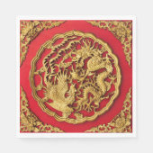 Dragon Phoenix rood goud Chinese bruiloft Servet (Voorkant)