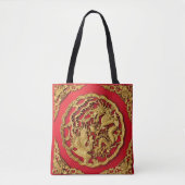 Dragon Phoenix rood goud Chinese bruiloft Tote Bag (Voorkant)