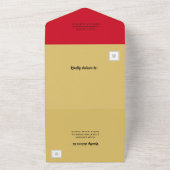 ©Dragon-Phoenix Rood Gouden Chinese Trouwdag All In One Uitnodiging (Buitenkant)