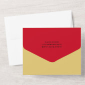 ©Dragon-Phoenix Rood Gouden Chinese Trouwdag All In One Uitnodiging (Achterkant)