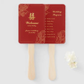 Dragon Phoenix Traditioneel Chinees Trouwprogramma Handwaaier (Voorkant en achterkant)