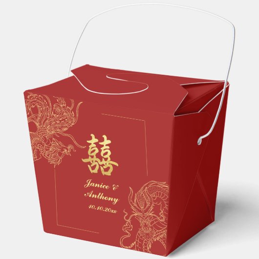 Dragon Phoenix Traditionele Rode Chinese bruiloft Bedankdoosjes (Voorkant)