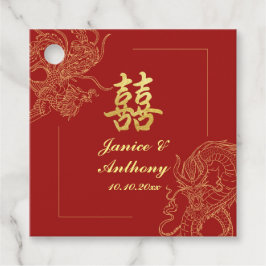 Dragon Phoenix Traditionele Rode Chinese bruiloft Bedankjes Labels